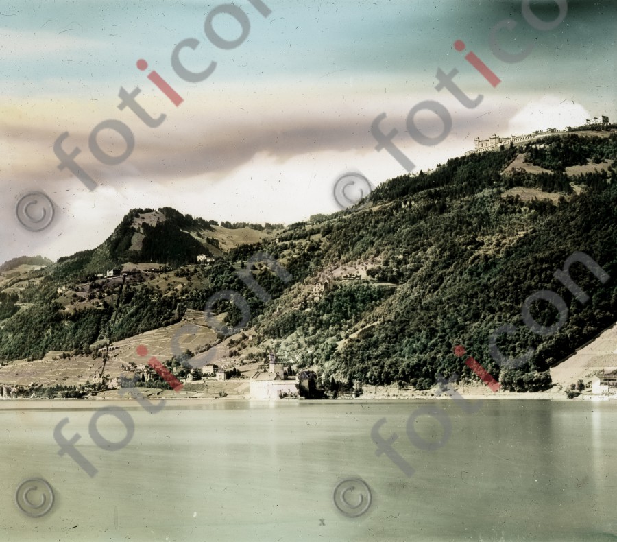 Territet und Chillon ; Territet and Chillon - Foto simon-73-006.jpg | foticon.de - Bilddatenbank für Motive aus Geschichte und Kultur